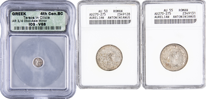 Greek and Roman Graded Ancient Coins Trio (3 Different) 